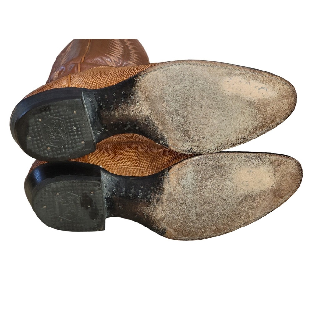 Tony Lama Mens Emilia Lizard Skin Brown Western Cowboy Boots 4811 Sz 13 B Exotic - Picture 11 of 12